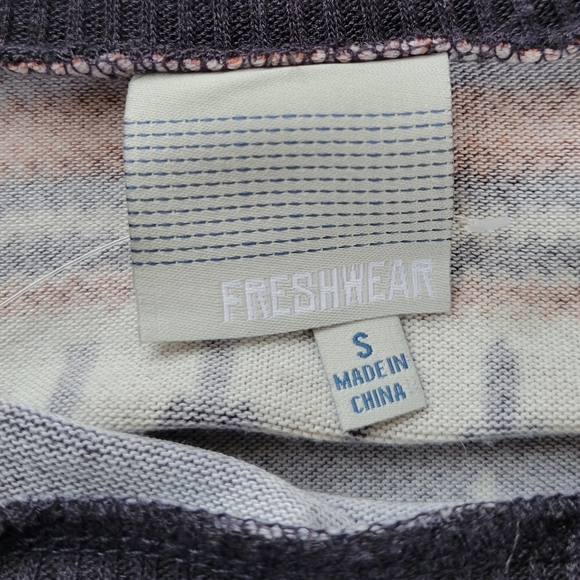 Freshwear Scoop Sweatshirt Dolman Sleeves Navy Coral Aztec Striped Print S - Picture 5 of 5